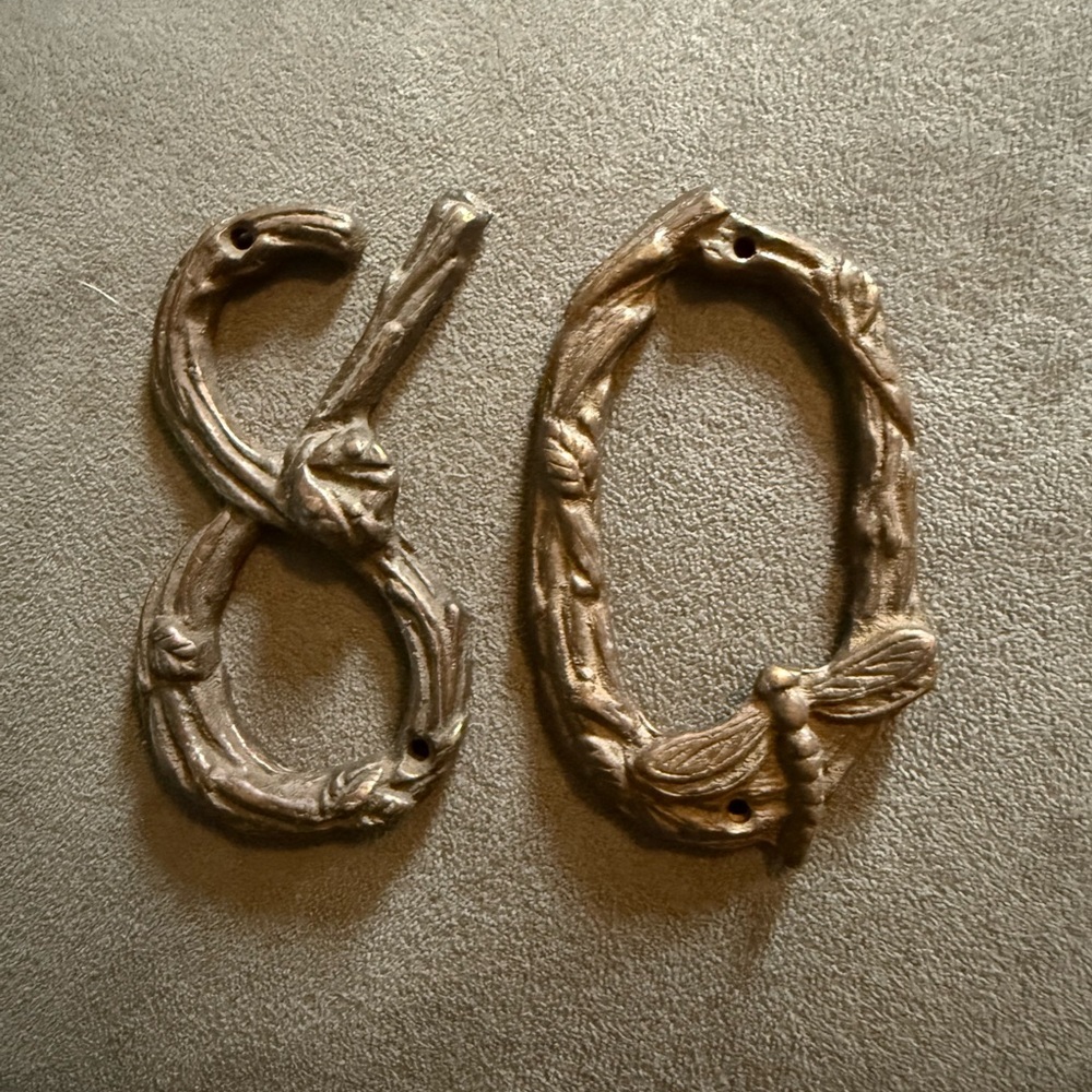 Vintage brass house numbers 80 - garden gate numbers